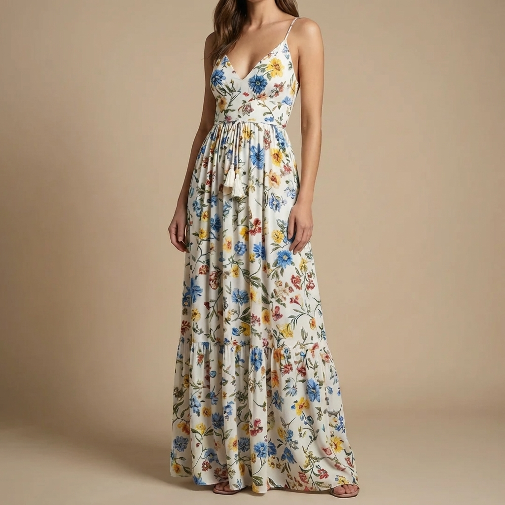 Abito Maxi Boho con Stampa Floreale