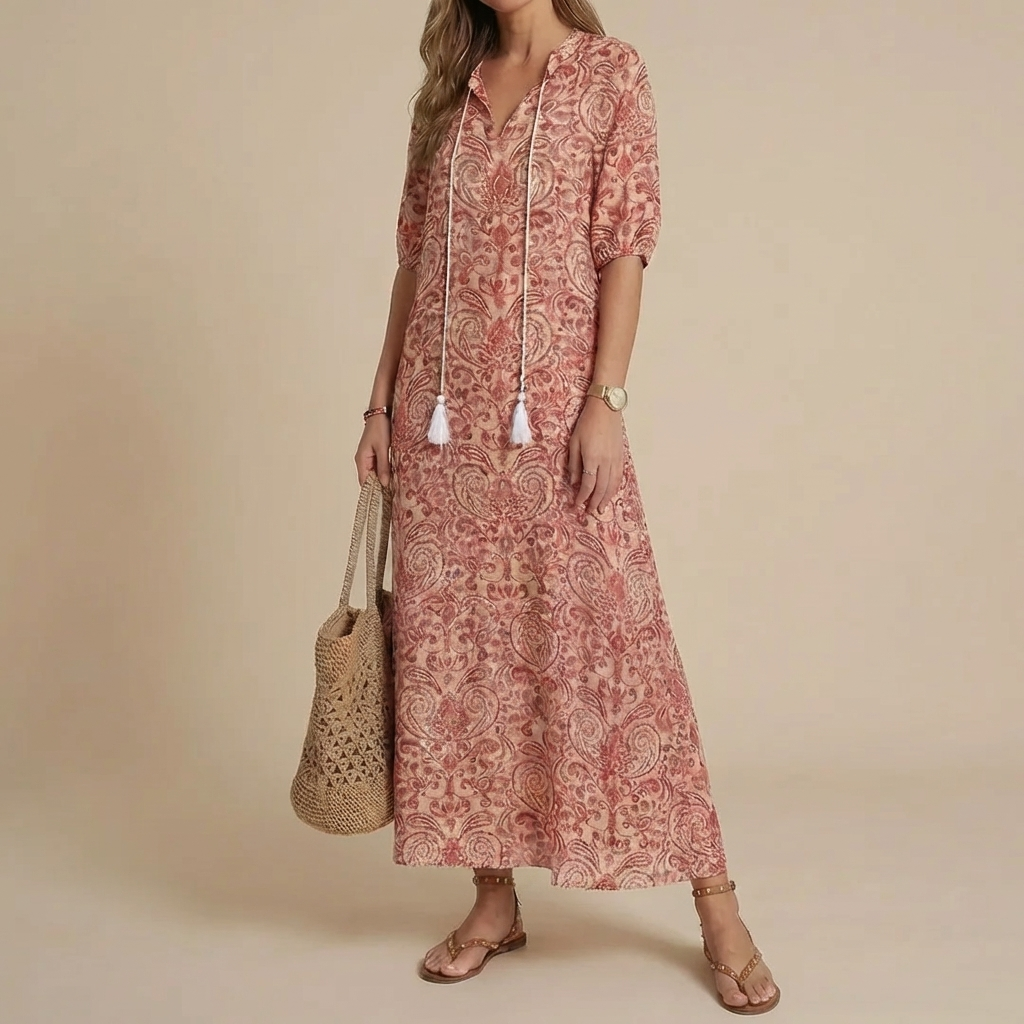 Abito Maxi Boho con Stampa Floreale