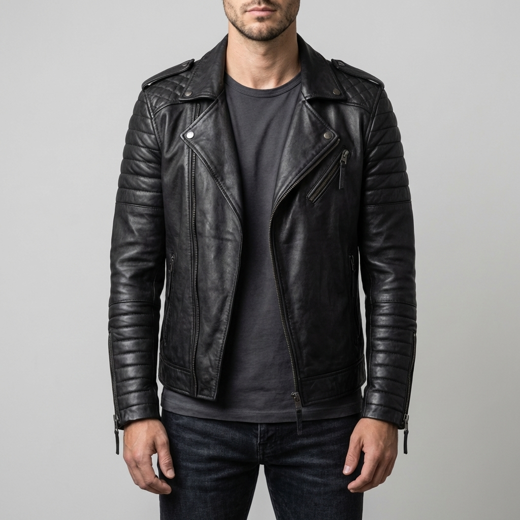 Giacca in Pelle da Biker per Uomini