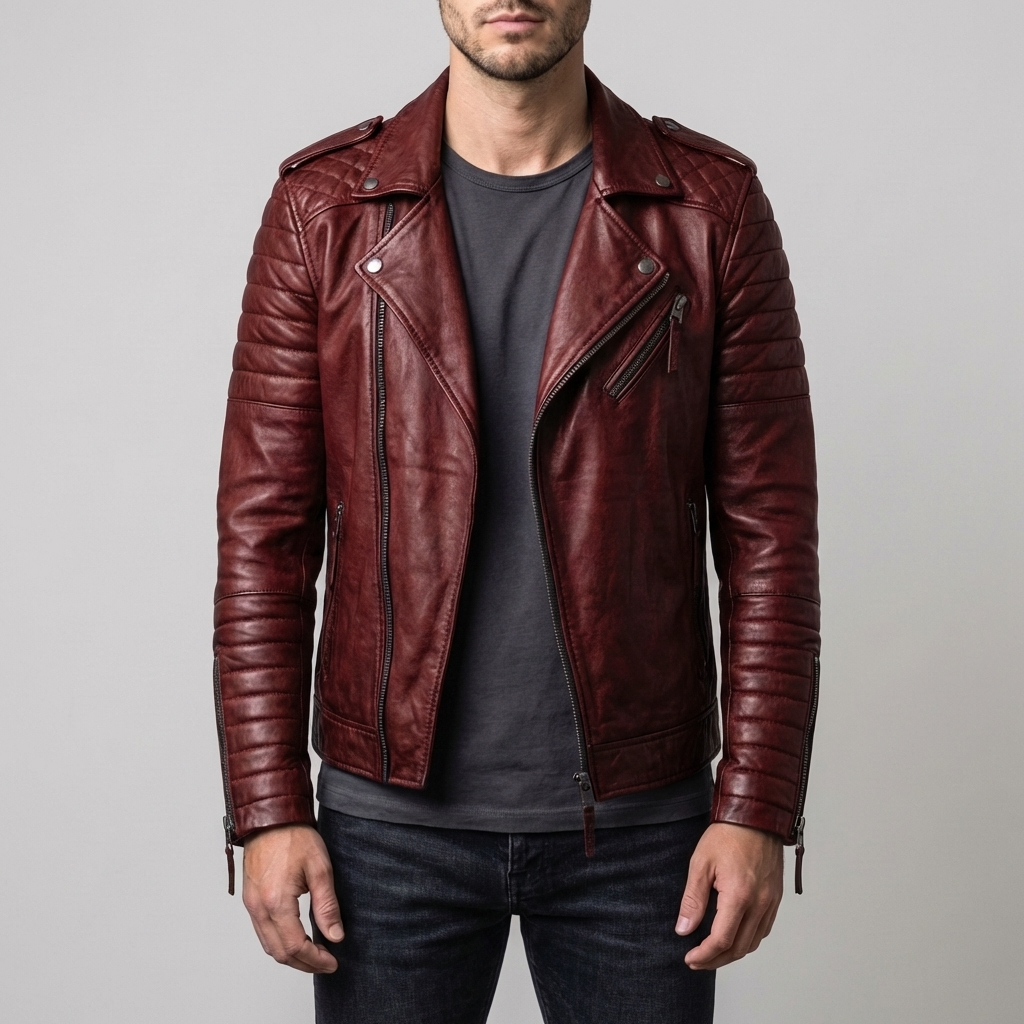 Giacca in Pelle da Biker per Uomini