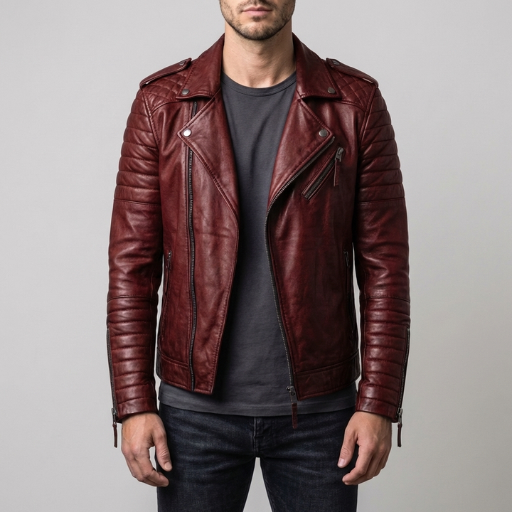 Giacca in Pelle da Biker per Uomini