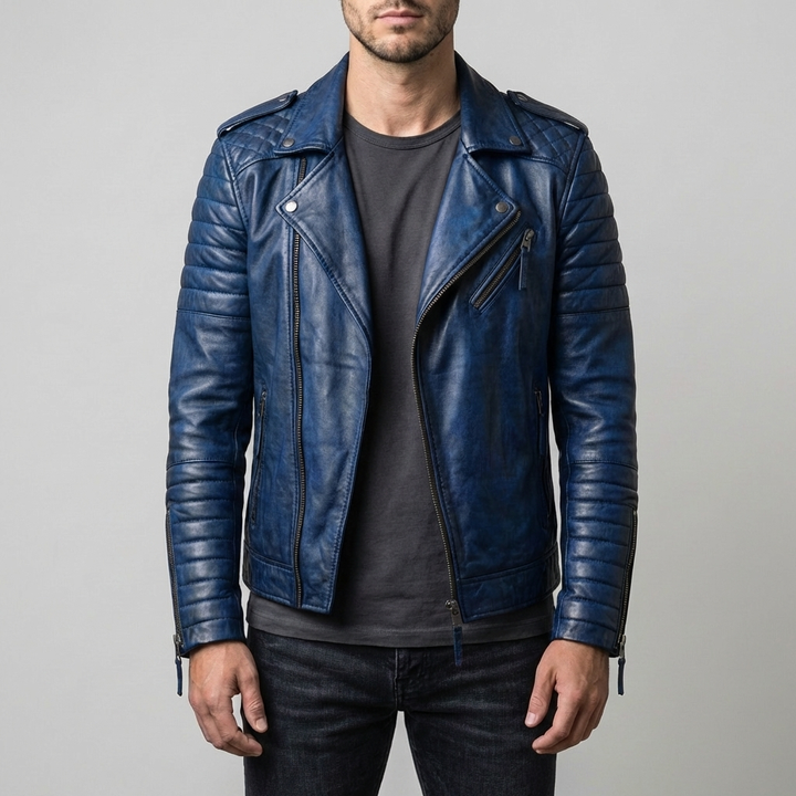 Giacca in Pelle da Biker per Uomini