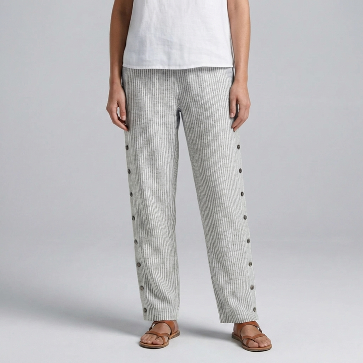 Pantaloni Casual a Strisce a Gamba Larga per Donne
