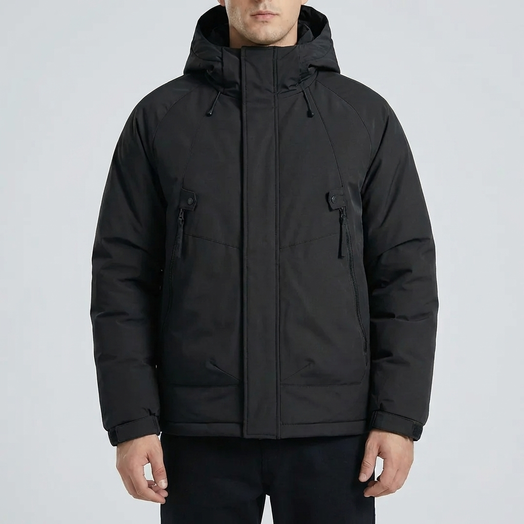 Cappotto invernale con cappuccio e tasche multiple
