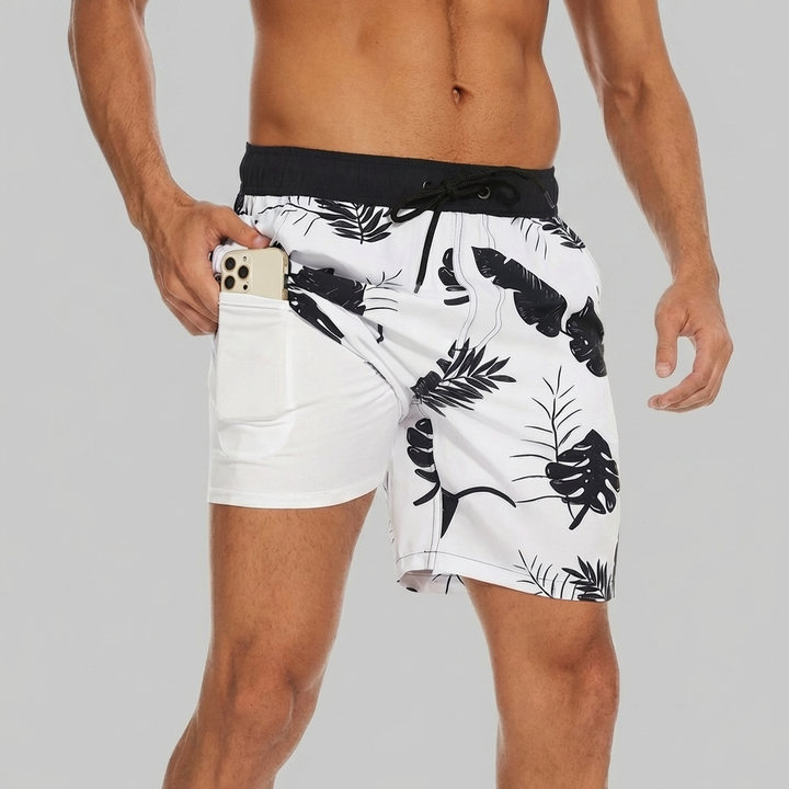 Shorts da Bagno con Fodera e Tasca per Telefono per Uomini
