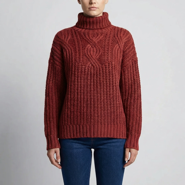 Maglione Pullover a Collo Alto in Maglia per Donne