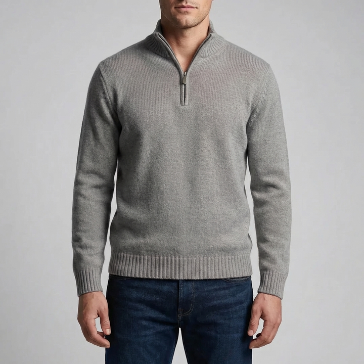 Maglione a Mezzo Zip con Collo Alto per Uomini
