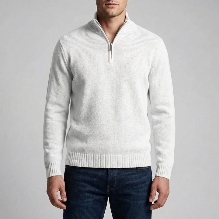 Maglione a Mezzo Zip con Collo Alto per Uomini