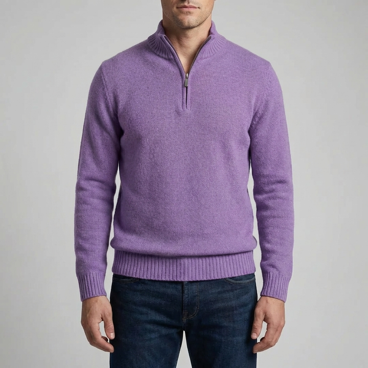 Maglione a Mezzo Zip con Collo Alto per Uomini