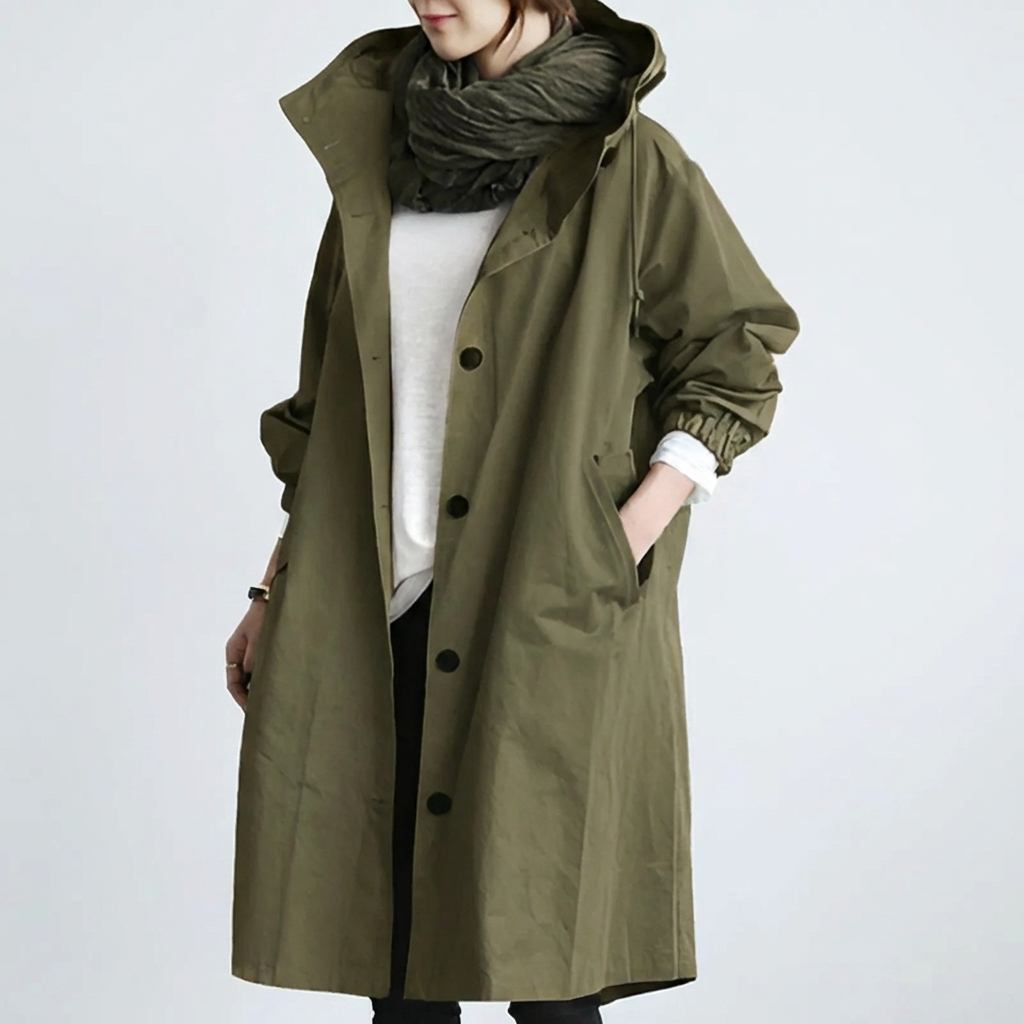 Cappotto Trench Hooded Classico per Donne