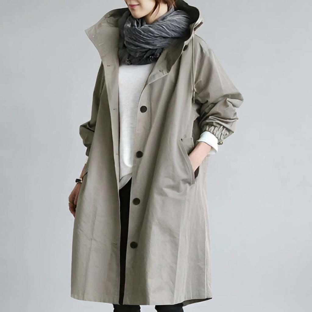 Cappotto Trench Hooded Classico per Donne