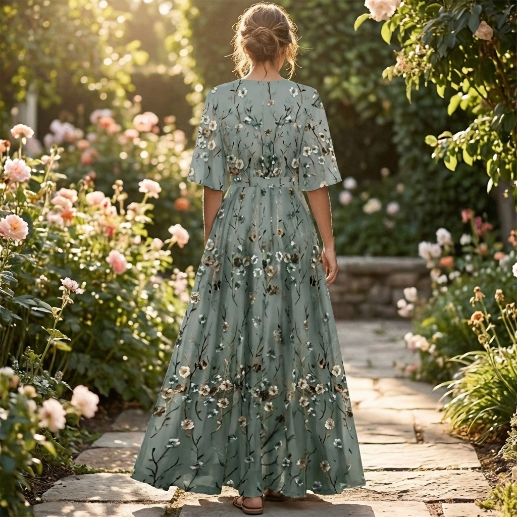 Abito Maxi a Stampa Floreale da Donna