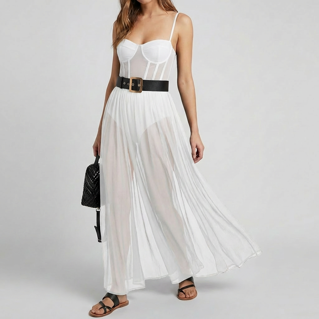 Abito Sheer Boho a Strati per Donne