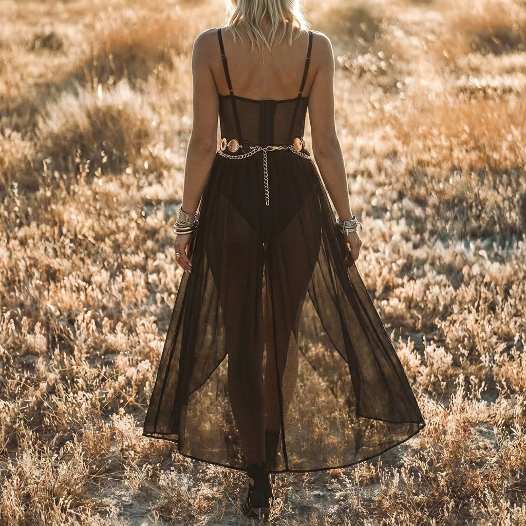 Abito Sheer Boho a Strati per Donne