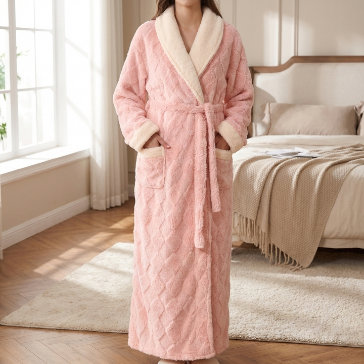 Accappatoio Flanella Donna spesso con Cappuccio