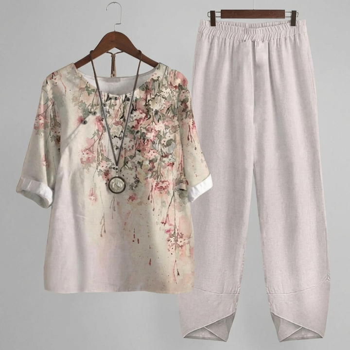 Set Due Pezzi Floreale Vintage per Donne