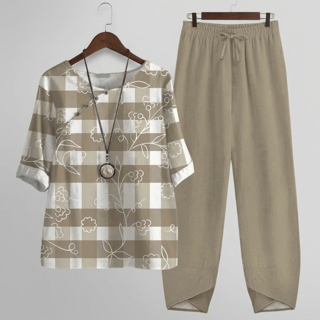 Set Due Pezzi Floreale Vintage per Donne