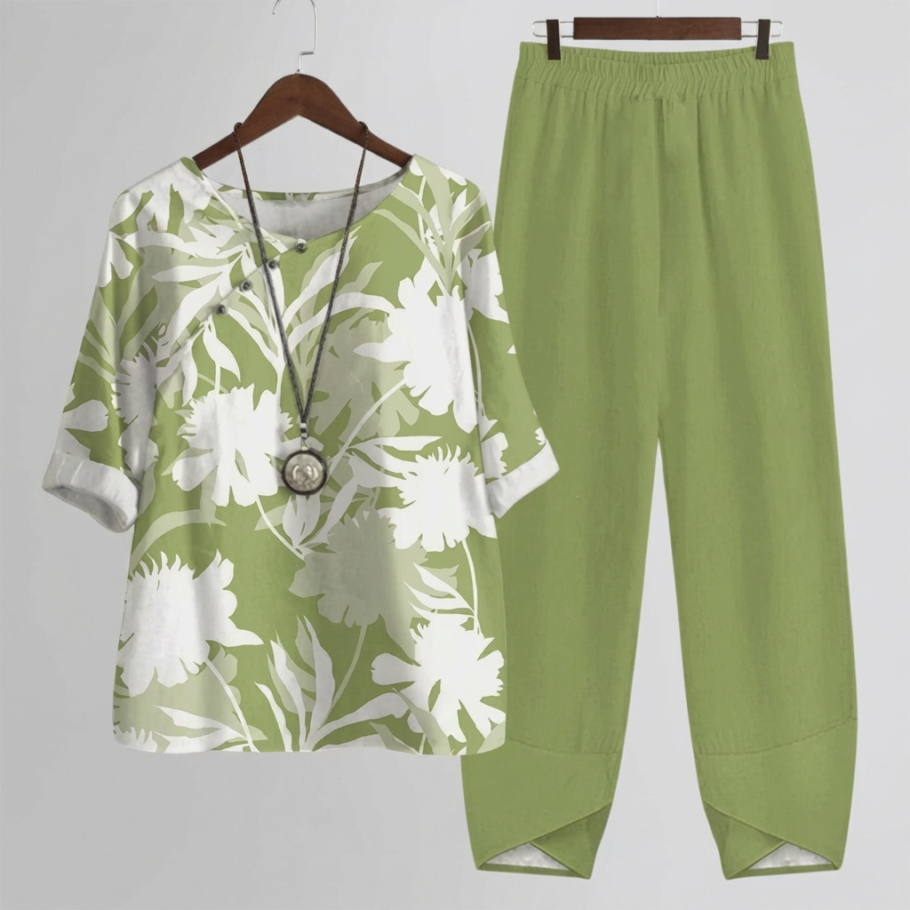 Set Due Pezzi Floreale Vintage per Donne