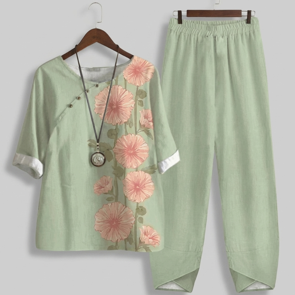 Set Due Pezzi Floreale Vintage per Donne