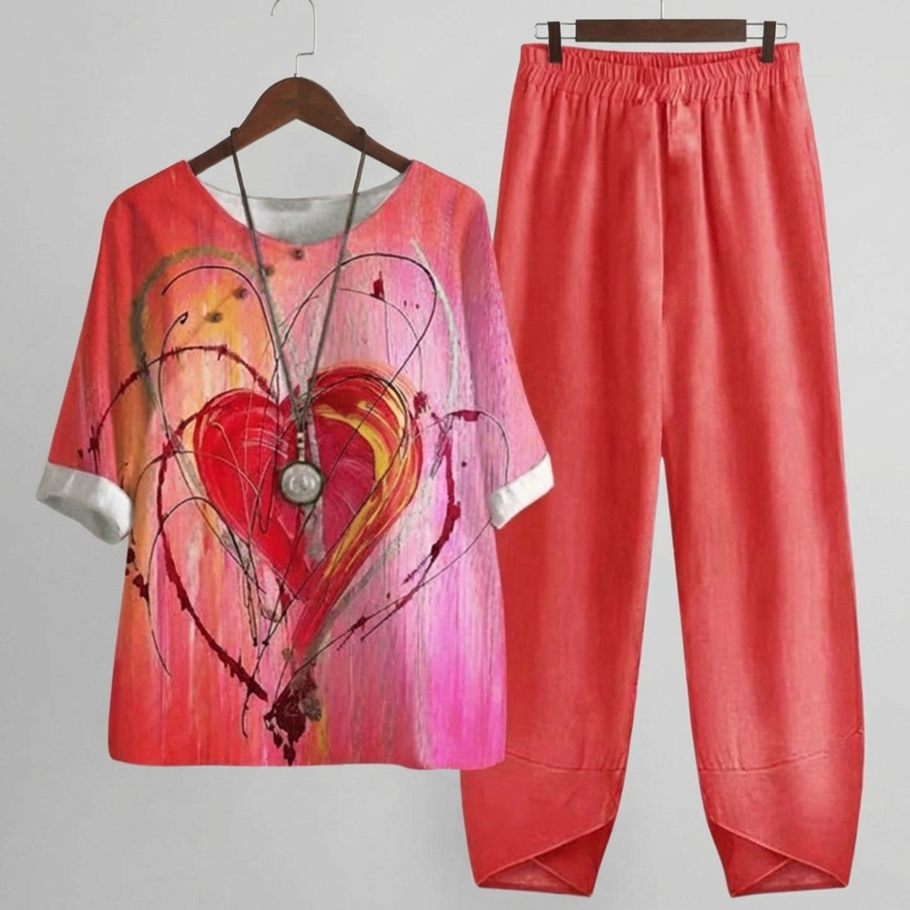 Set Due Pezzi Floreale Vintage per Donne