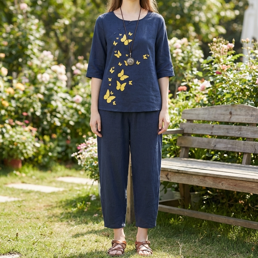 Set Due Pezzi Floreale Vintage per Donne