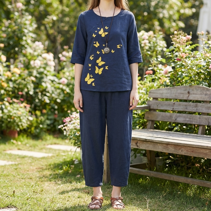 Set Due Pezzi Floreale Vintage per Donne