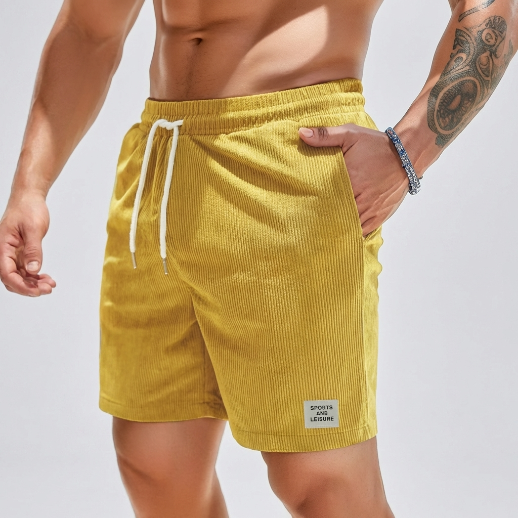 Pantaloni Corti in Corduroy Casual per Uomini