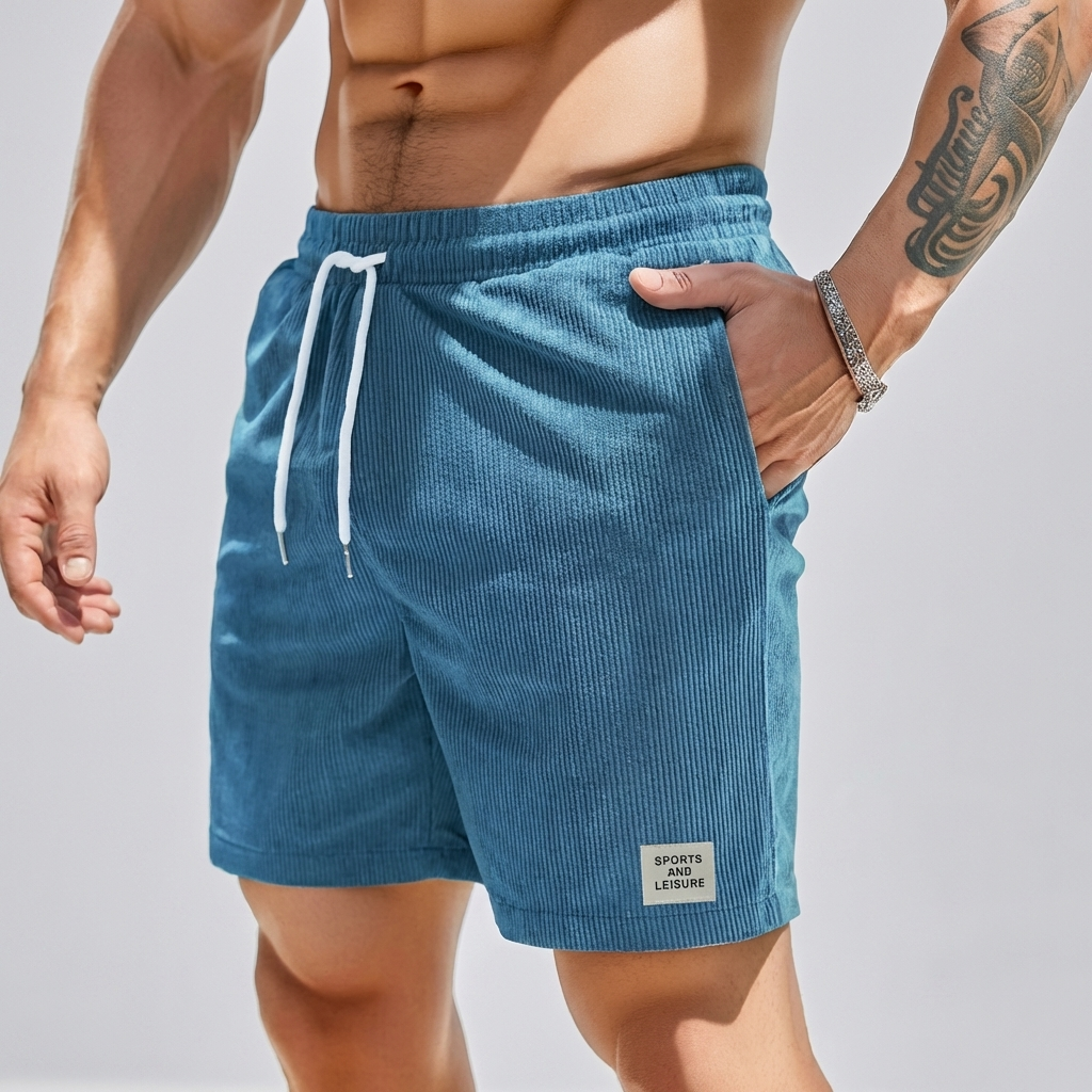 Pantaloni Corti in Corduroy Casual per Uomini
