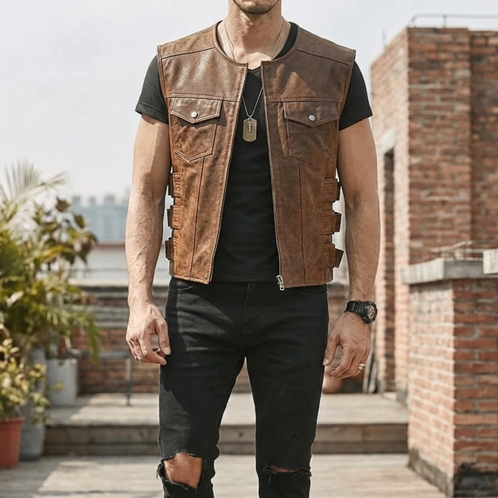Gilet in Pelle Moda per Uomini