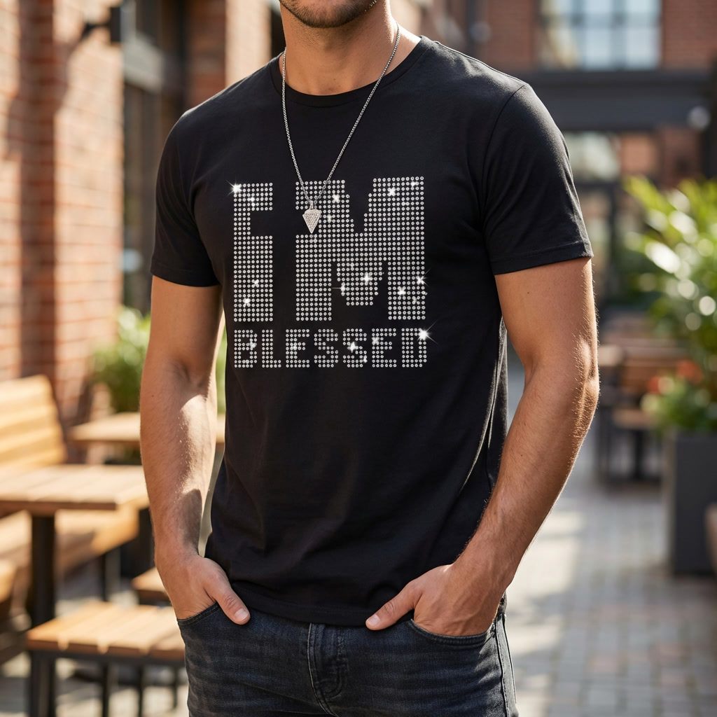 T-Shirt Slim Fit con Paillettes per Uomo