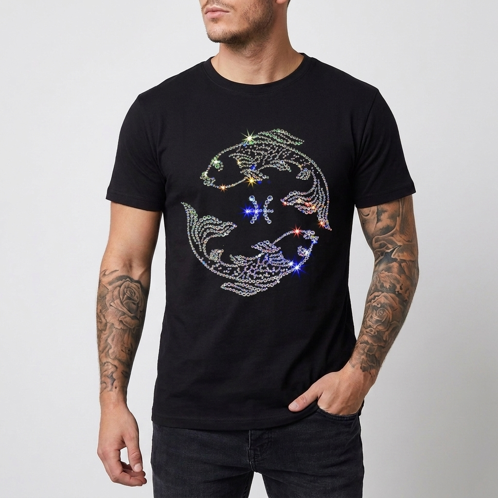 T-Shirt Slim Fit con Paillettes per Uomo