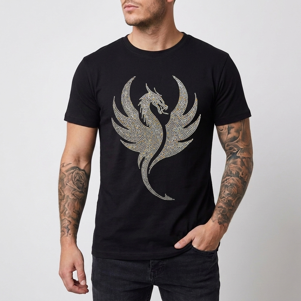 T-Shirt Slim Fit con Paillettes per Uomo