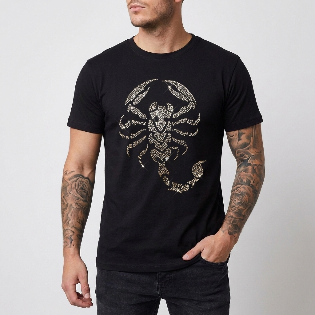 T-Shirt Slim Fit con Paillettes per Uomo