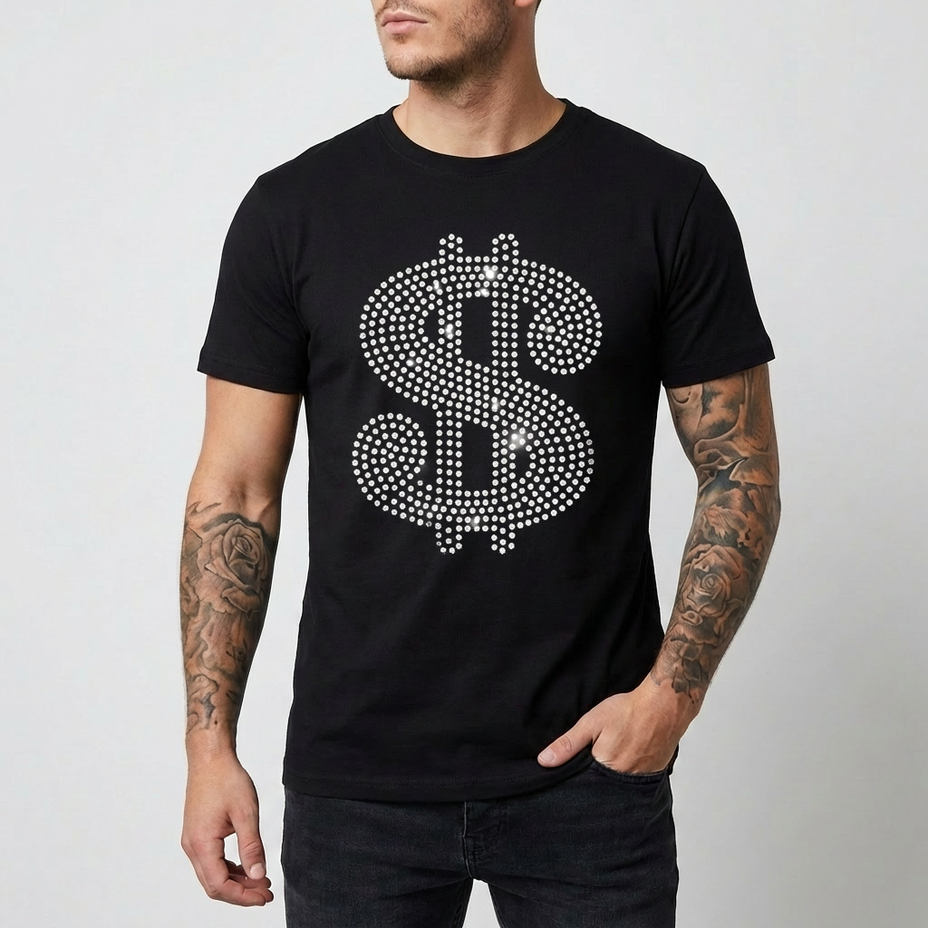 T-Shirt Slim Fit con Paillettes per Uomo