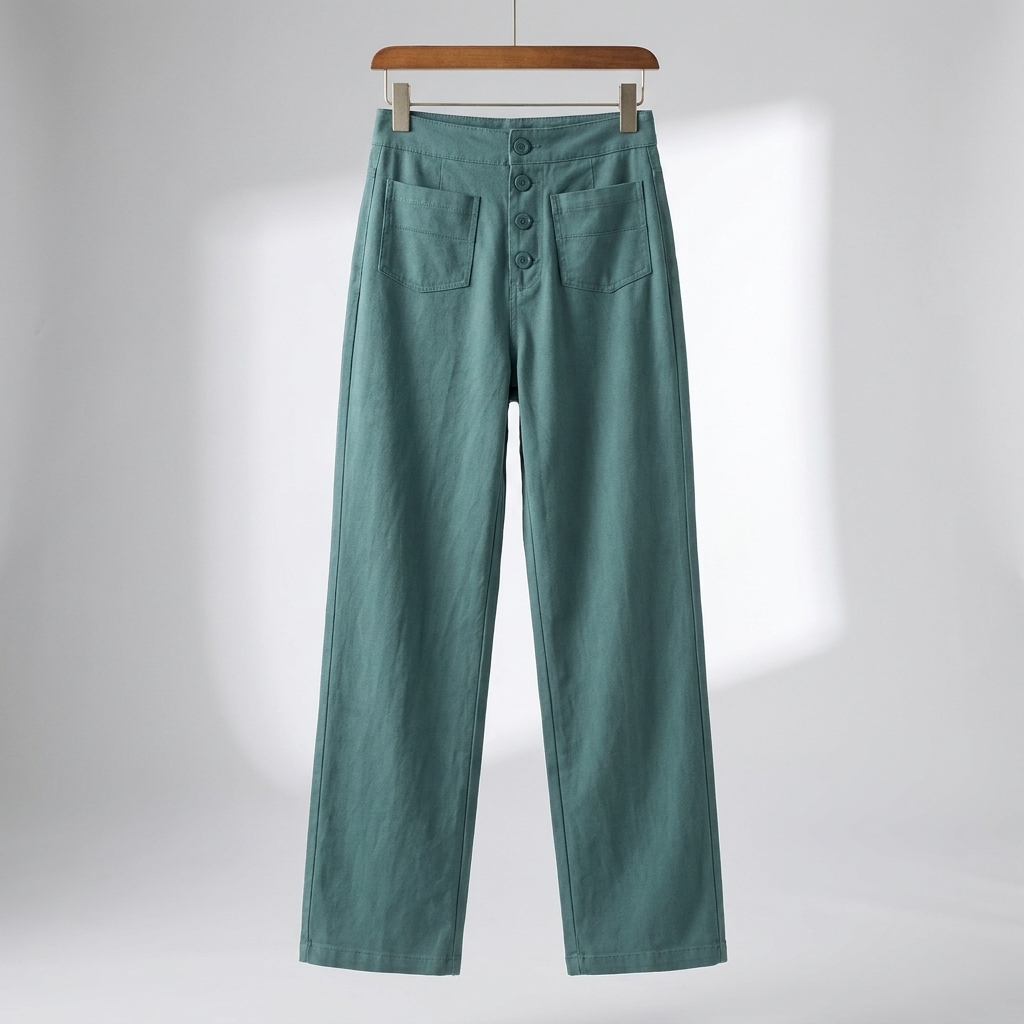 Pantaloni Dritti Alti in Vita per Donne