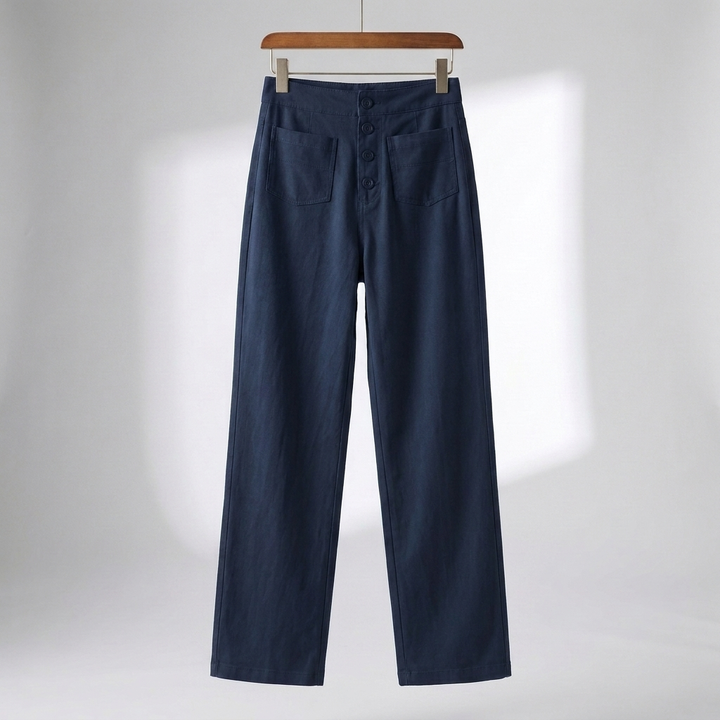 Pantaloni Dritti Alti in Vita per Donne