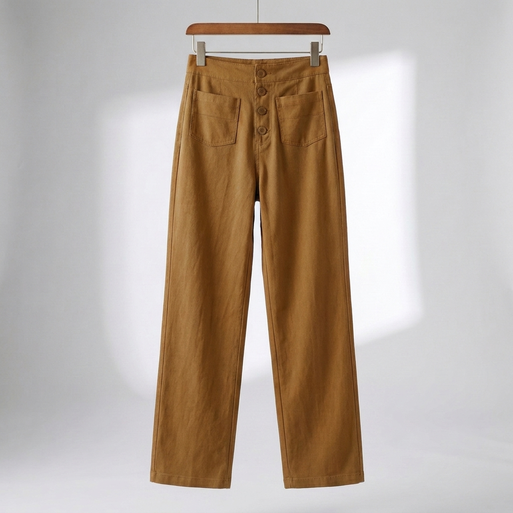 Pantaloni Dritti Alti in Vita per Donne