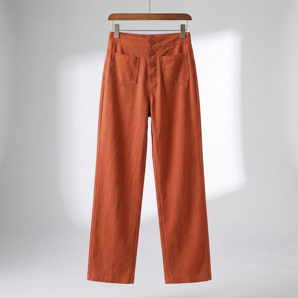 Pantaloni Dritti Alti in Vita per Donne