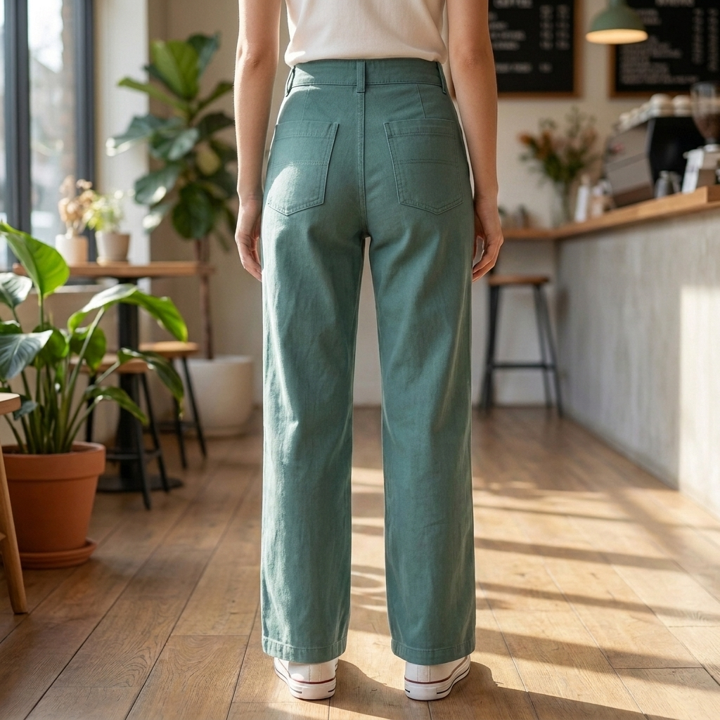 Pantaloni Dritti Alti in Vita per Donne