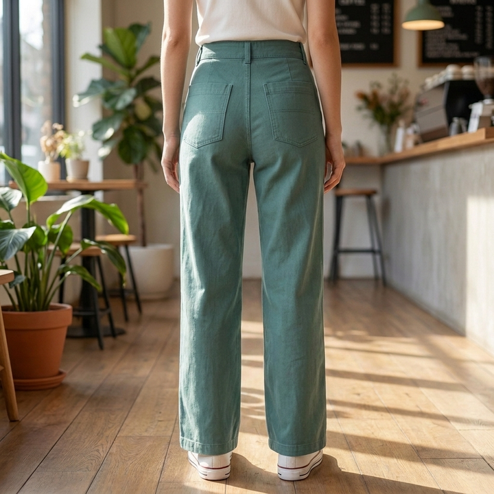 Pantaloni Dritti Alti in Vita per Donne