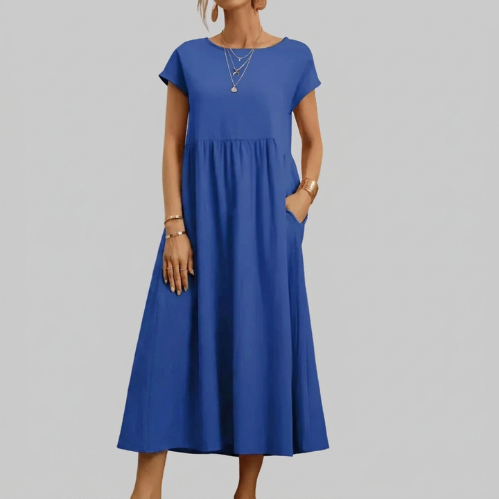 Abito Maxi in Cotone Lino Vintage da Donna