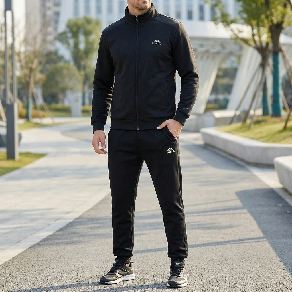 Set di Giacca con Zip Completo e Pantaloni per Uomini
