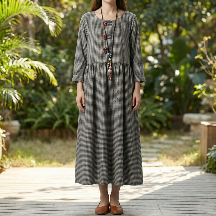 Abito Maxi Donna Manica Lunga Alta Vita