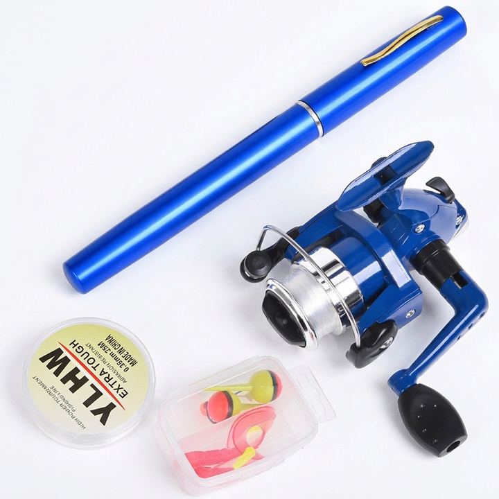 Mini Canna da Pesca + Mulinello, Penna Portatile Mini Telescopica