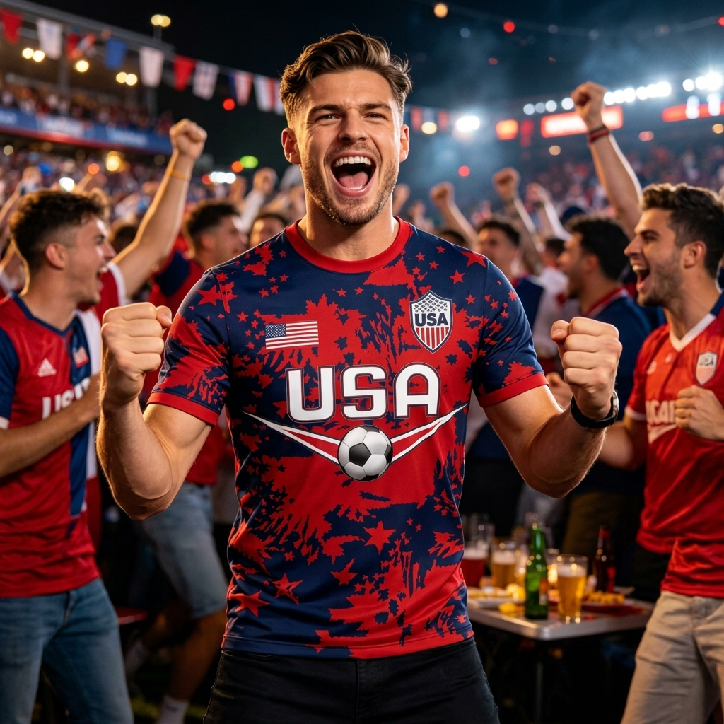 Maglietta da Calcio Patriottica degli USA per Uomini