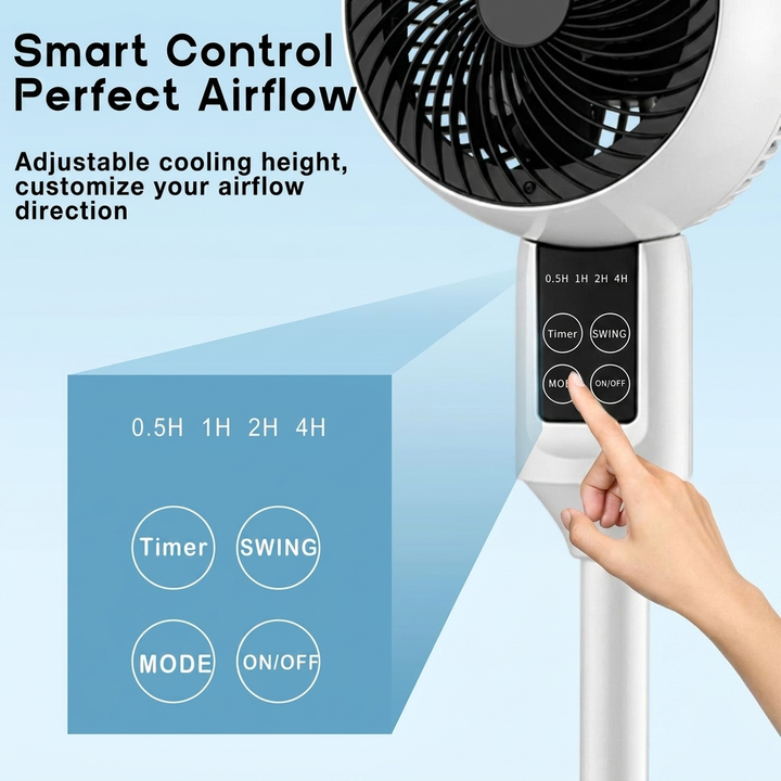 Ventilatore da pavimento regolabile con oscillazione 3D