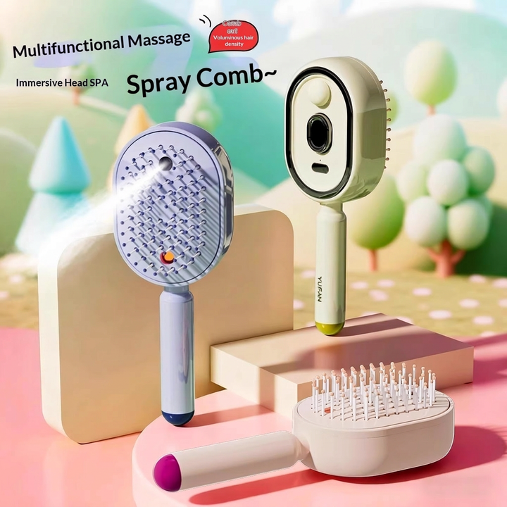 Spazzola per capelli massaggiante con airbag intelligente e spray di olio essenziale