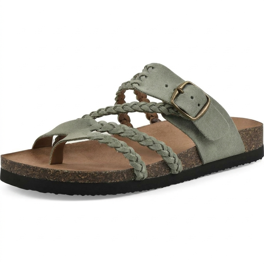Eleganti sandali piatti intrecciati con cinghie in stile europeo per donne