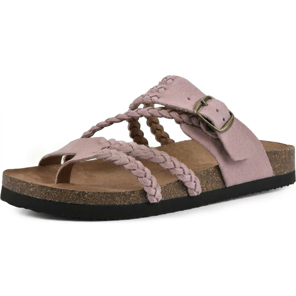 Eleganti sandali piatti intrecciati con cinghie in stile europeo per donne