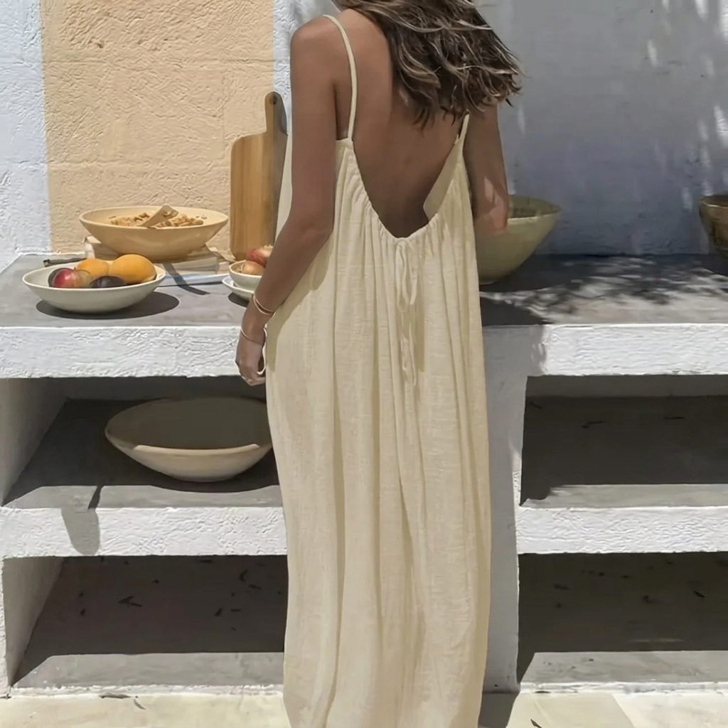 Vestito Lungo Casual Donna Senza Schiena